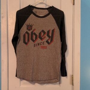 Obey Gray and Black Long Sleeve Tee